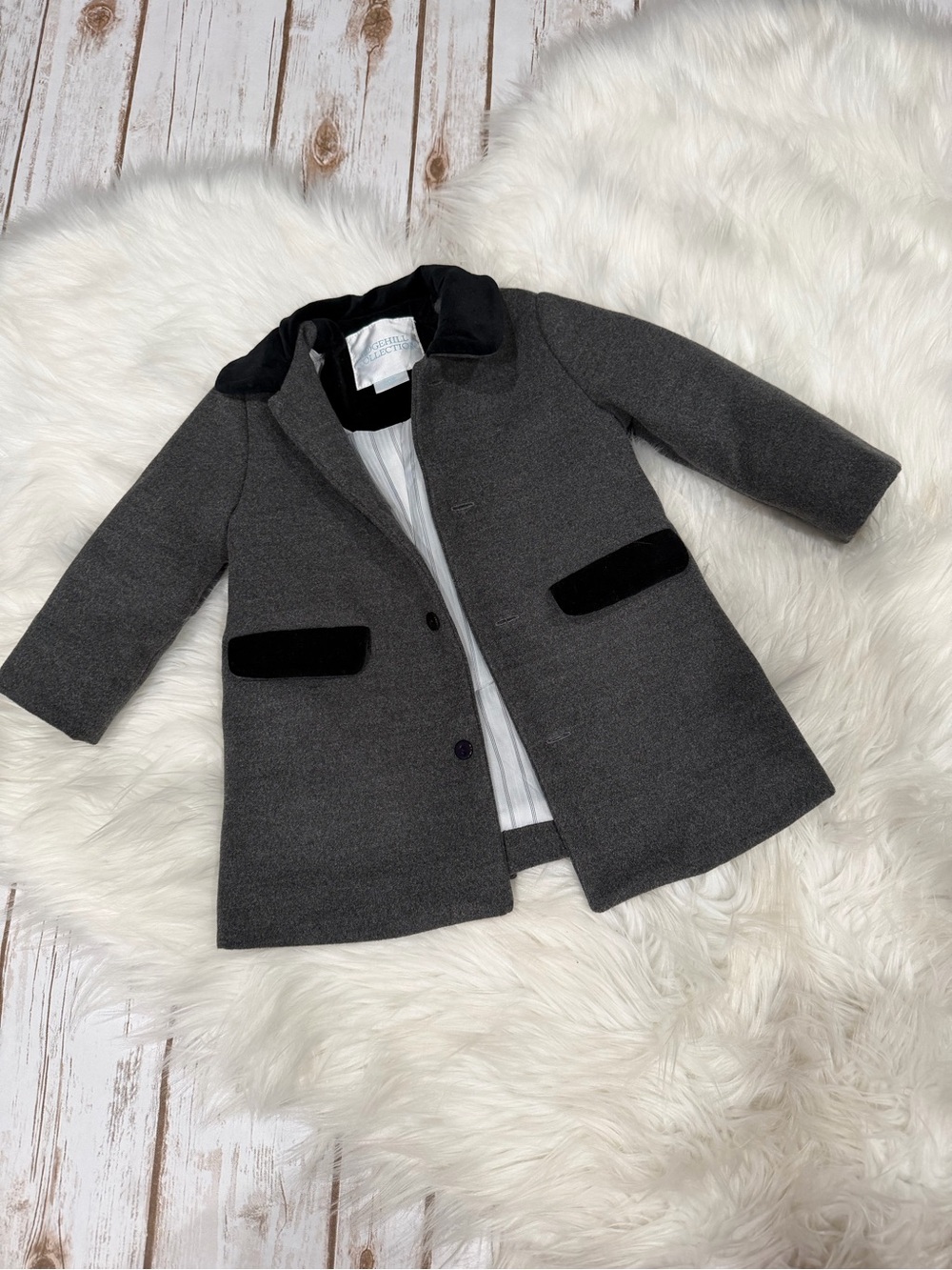 Edgehill Collection Charcoal Coat with Black Trim